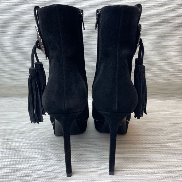 NEW Saint Laurent Classic Janis 105 Concho Ankle Boot in Black Suede Size 37 - Picture 9 of 15